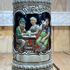 Vintage Ceramarte Stein Ceramic Germany Tavern Scene 8  Tall - Free Shipping