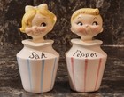 Vintage Lefton Boy   Girl Pixieware Salt   Pepper Shaker Set  1646 Holt Howard
