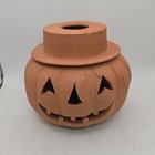 Vintage Studio Pottery Terracotta Halloween Pumpkin Jack-o-lantern Signed