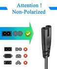 Ac 2 Prong Power Cord 5ft Wall Plug 2-slot Tv Cable Compatible Withr Black