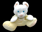Vintage 1988 Fisher Price Puffalump Baby Pastel Yellow Bear Mouse Plush Rattle