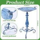27 25  Ornate Metal Pedestal Style Birdbath With Cast Iron Vintage Birds Bath   