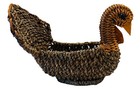 Turkey Wicker rattan Basket napkin Holder Thanksgiving autumn fall Vtg