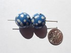 Antique Venetian Rare Fancy Eye  skunk  Medium Blue Trade Beads - 16x15mm - 2