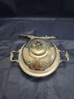 Vtg Homan Silver Plate Domed Butter Dish Quadruple Plate 2241 Glass Insert Knife
