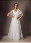 Azazie Renesmee Diamond White A-line Sequins Tulle Dress Size 10