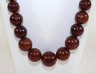 Vintage Marbled Root Beer Brown Bakelite Graduated Bead Necklace 30  Screw Clasp