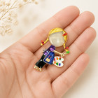 Artist Brooch Girl Painter Paintbrush Palette Enamel Gold Tone Pin Jewelry Gift