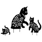 Set Of 3 Black Cat   Kittens Halloween Metal Shadow Silhouette Garden Stakes