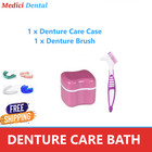 Dental Denture Bath Soft Brush     Safe   Hygienic Storage For Dentures Case Box