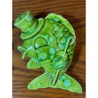 Vintage Green Ceramic Macrame Beads Set Fish Top Hat Rings D-rings Retro Craft