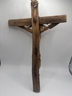 Vintage Straw Folk Art Crucifix Handmade Rustic Religious Wall Cross