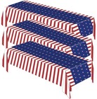 3 Pcs Patriotic Tablecloth Disposable Plastic American Flag Table Covers For