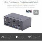 Startech 2-port Dual-monitor Displayport Kvm Switch 4k 60hz 2x Usb 5gbps Ports H