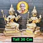 Large Brass Statue Phaphom Lucky 4face Masschant Doo Watsakae Thai Amulet  17034