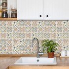 Wudnaye Bohemian Wallpaper Peel And Stick Faux Tile 17  X 118   Green beige