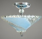 Antique vintage 1930s-1940s Art Deco Nouveau Blue Bubble Ceiling Light Fixture