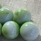 10 Vintage Akro Agate Peltier Art Swirl Glass Marbles White Lime Green