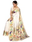 Women s Paithani Jacquard Silk Blend Saree With Unstitched Blouse Piece