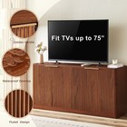 Sideboard Buffet Cabinet With Storage 59   Walnut Fluted Credenza Console Table