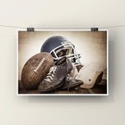 Vintage Football Helmet Photo Print     Navy Blue Sports Wall Art For Man Cave