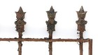 Antique 73 In  Wrought Iron Fence With Cast Black Finials