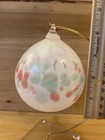 Glass Hanging Ornament Artisan Hand Blown Gazing White Pink Blue