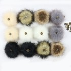 Fluffy Faux Fox Fur Pompom 8cm Pom Poms Ball With Dark Buckle Diy For Hat Bags