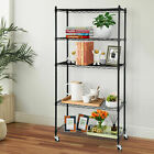 2pcs Storage Shelves 5-tiers Steel Wire Shelving Unit Organizer Rack With Wheels