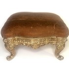 Antique Victorian Cast Iron Ornate Gold Heavy Metal Petite Footstool Ottoman