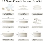 Bazova 17-pc Ceramic Nonstick Cookware Set  Pfas-free  Removable Handles