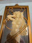 Magnificent Oliver Tupton Art Nouveau Nude Lady Wall Mirror Fine Gold Gilt Frame