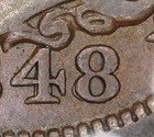 1848 Large Cent  Anacs Vf35  Repunched Date  Issue Free