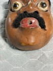 Vintage Hand Carved Wooden Folk Art Mask Bulging Eyes Mustache Wall Decor