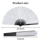 Ykyuasd Large Folding Hand Fan Glitter Rave Bamboo Handheld Large  Silver
