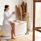 Tub Filler - Floor Mount - Brushed Gold - Never Installed  New   Open Box