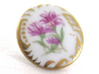 Lg Med Hand Painted Porcelain Button - Pink Flowers  Dahlias Carnations