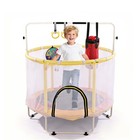 54 Inch Kids Toddler Trampoline With Safety Net Basketball Hoop Boxing Bag