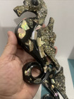 Vintage Lucite Abalone Shell Seahorse  Set Of 2 Black Acrylic Wall Decor Art
