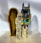 Ancient Egyptian God Anubis Sarcophagus With Mummy Resin Figurine Statue