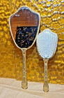 Vintage Gold-toned Vanity Set W  Handheld Mirror   Brush