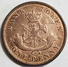 1854 Upper Canada Bank Token One Penny Vg Km tn3 Free Shipping