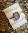 Victorian Civil War Era Antique 18k Amethyst Rose Of Sharon Betrothal Ring Rare