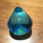 Signed Gilbert Johnson Glass 1975 Turquoise Opalescent Veils Paperweight 3 25   