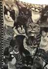 Vintage Black   White Cats Coverlet throw tapestry blanket American Weavers Usa