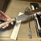 Godinger Silver Plated 2pc Cake Knife   Server Set Floral Baroque Glossy