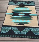 Vintage Biederlack Southwest Fleece Blanket Aztec 56    X 76    Usa  Brown Turquoise
