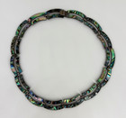 Vintage 925 Mexican Modernist Sterling Silver Panel Link Abalone Shell Necklace 