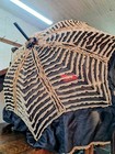 Silk Victorian Mourning Parasol With Lace Trim And Carved Art Nouveau Handle 