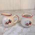 Royal Seasons Snowman Stoneware Set Cream Red Holiday Winter Table Decor 5pc